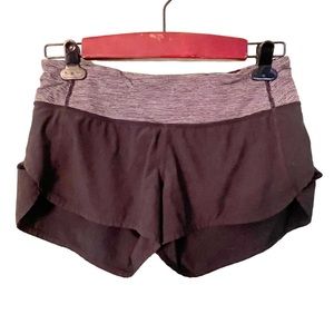 Lululemon‎ Women's Size 4 Black Run Speed Short Wee Stripe Grey Athletic